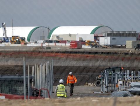 Construction is underway at the site of Meta’s future data center Tuesday, April 14, 2026, in Beaver Dam, Wis. Angela Major/WPR
