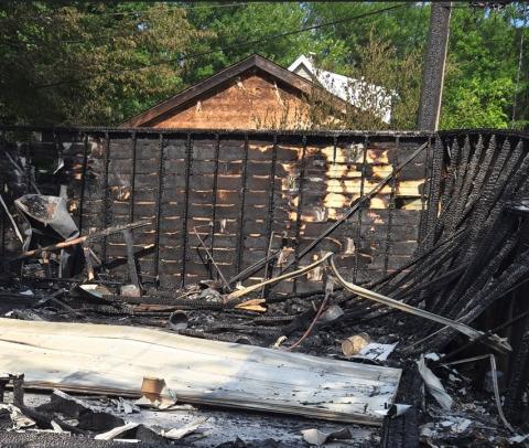 Garage that was destroyed by fire. 