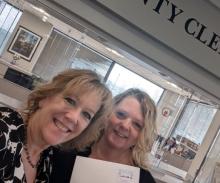 Matoska-Mentink with County Clerk Regi Waligora after filing her non-candidacy notice. 