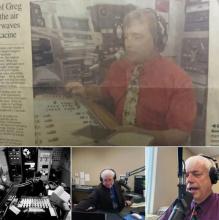 Several shots of Greg behind the mic at WGTD. 