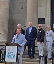 Mayor Bogdala is in the foreground. Behind him, l-r, is Townsend, Bridleman, DuChene and Kerkman. 