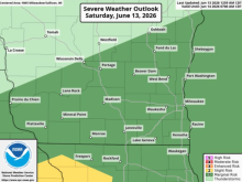 Map of Saturday storm strength possibilities. 